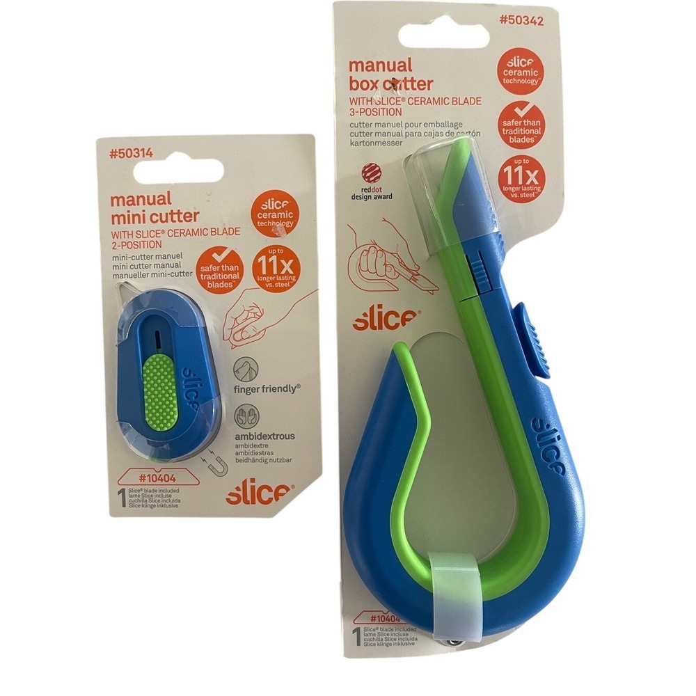 Slice Manual Box Cutter & Mini Cutter Set — Blue & Green